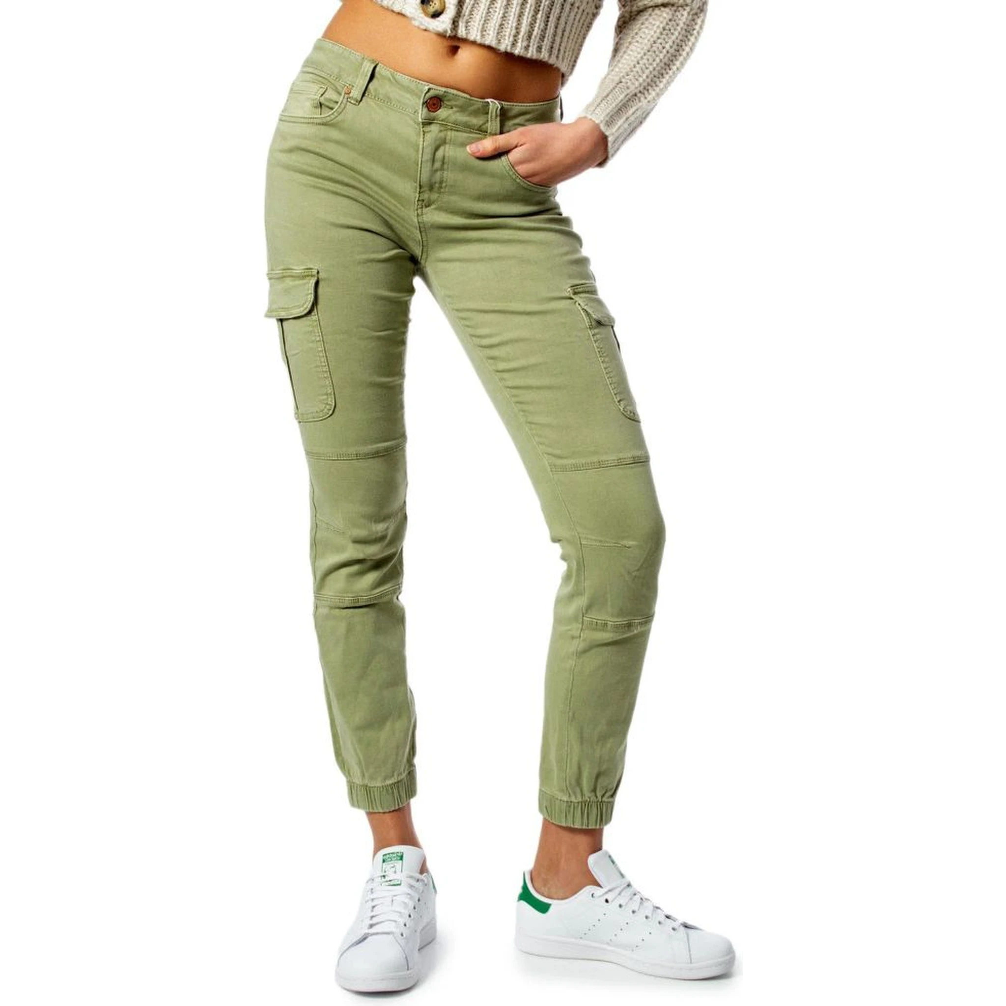 Bicolor Cotton Cargo Pants