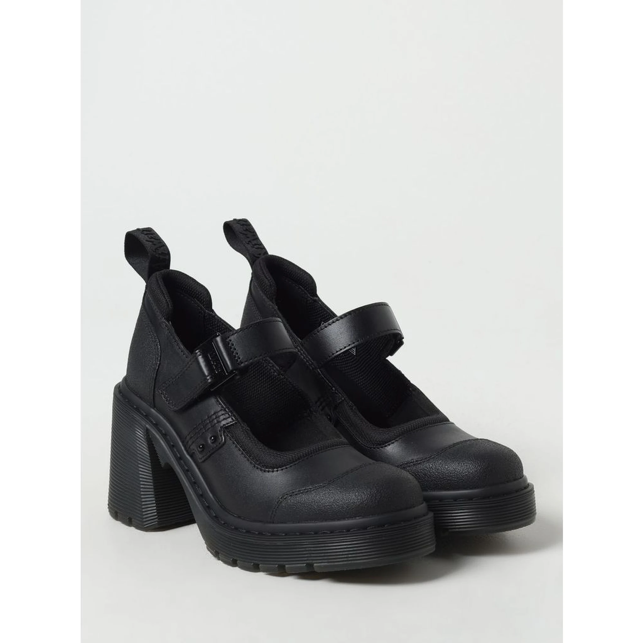 Black Leather Platform Pumps