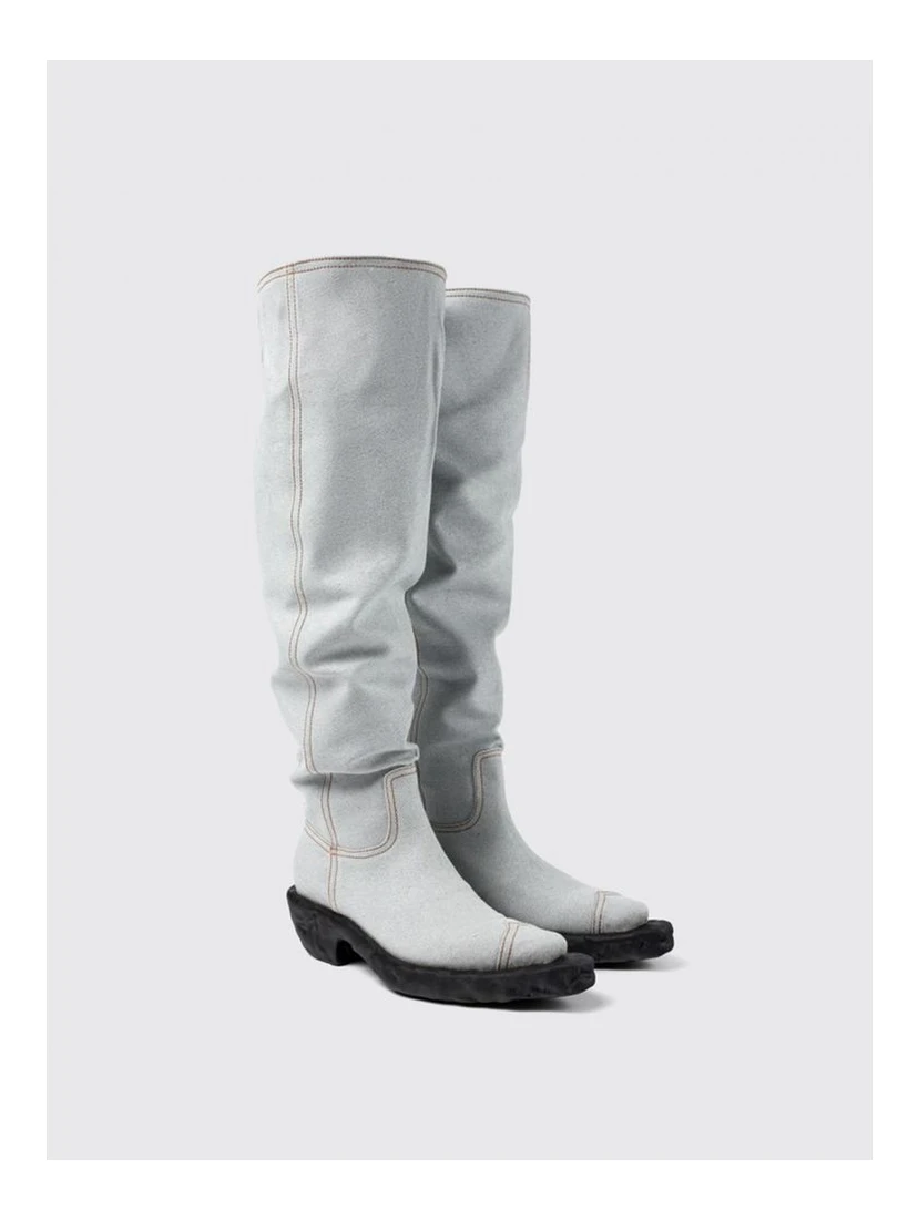 Blue Denim And Rubber Boots