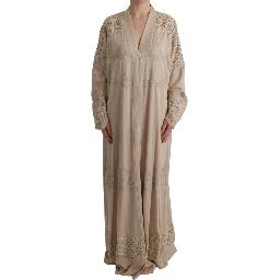 Beige Silk Full-Length Jacket