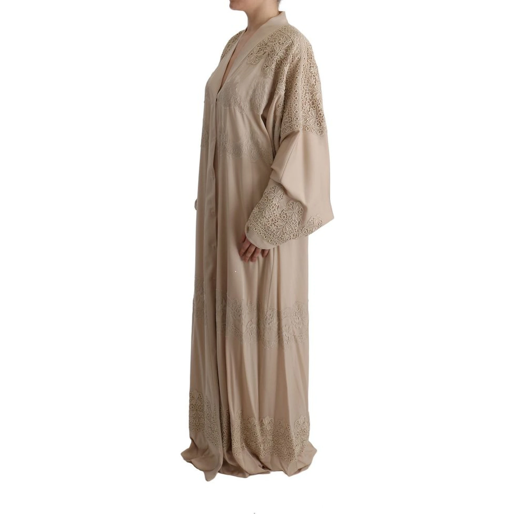 Beige Silk Full-Length Jacket