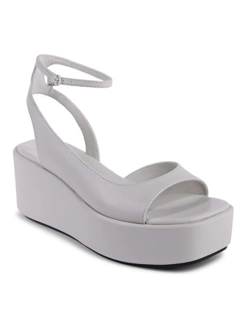 Beige Leather Platform Sandals