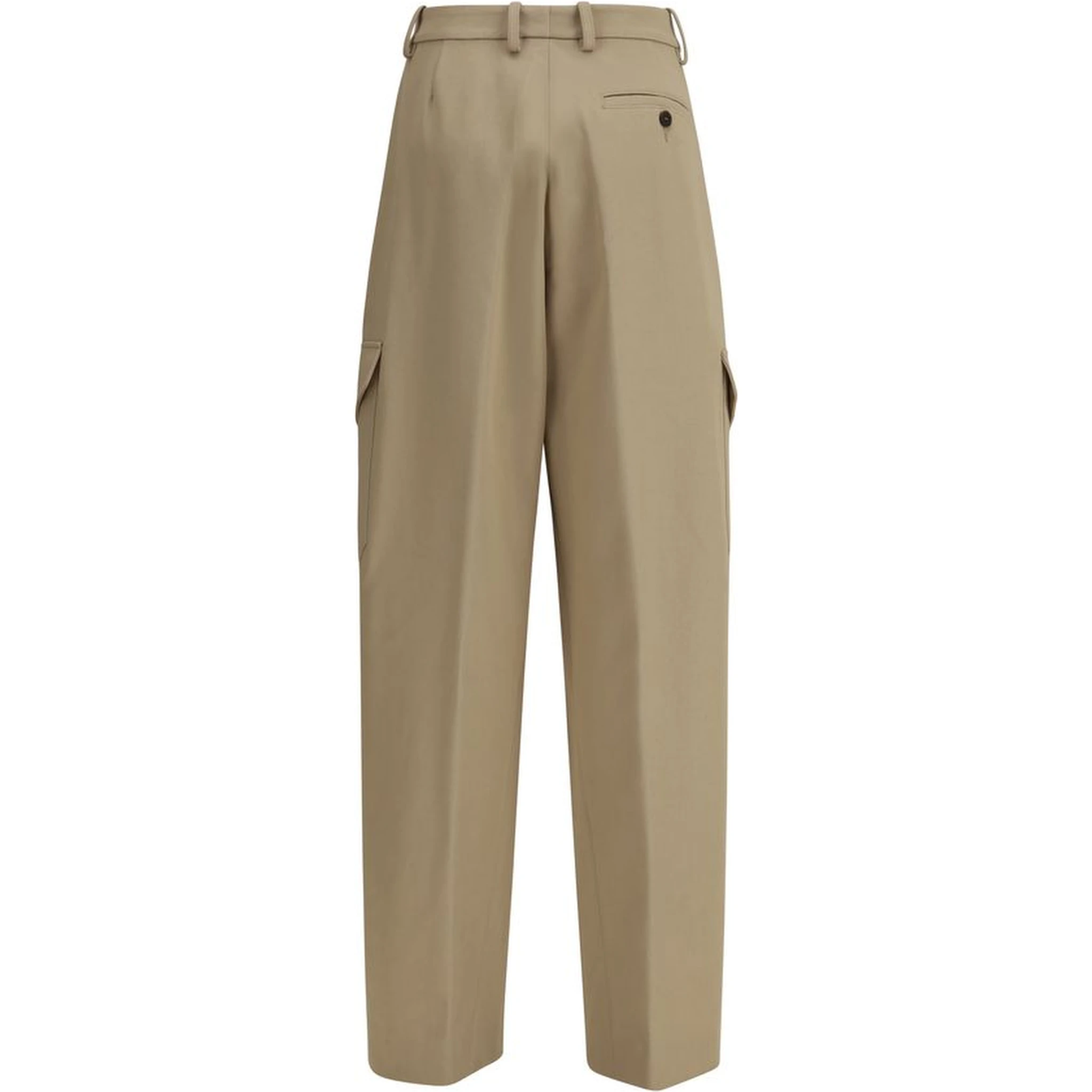 Beige Cotton Cargo Pants