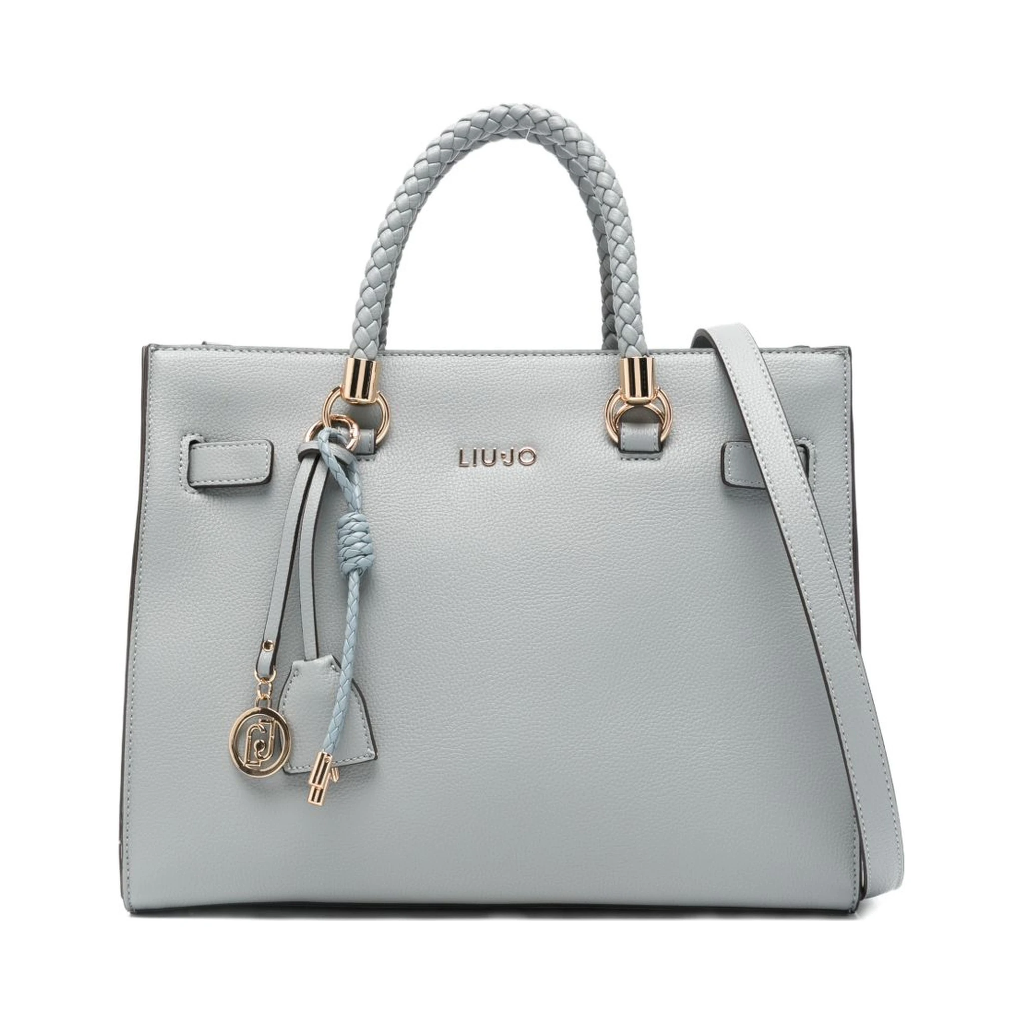 braided-handle charm-detail tote bag