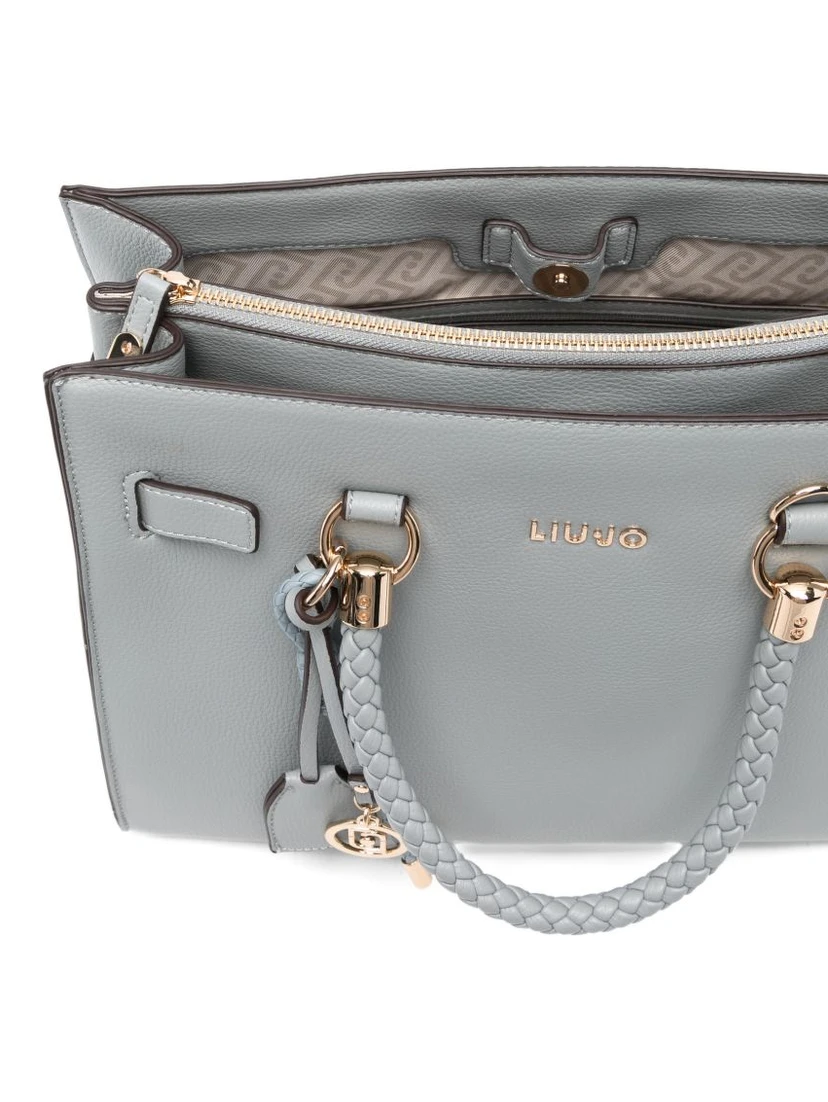 braided-handle charm-detail tote bag