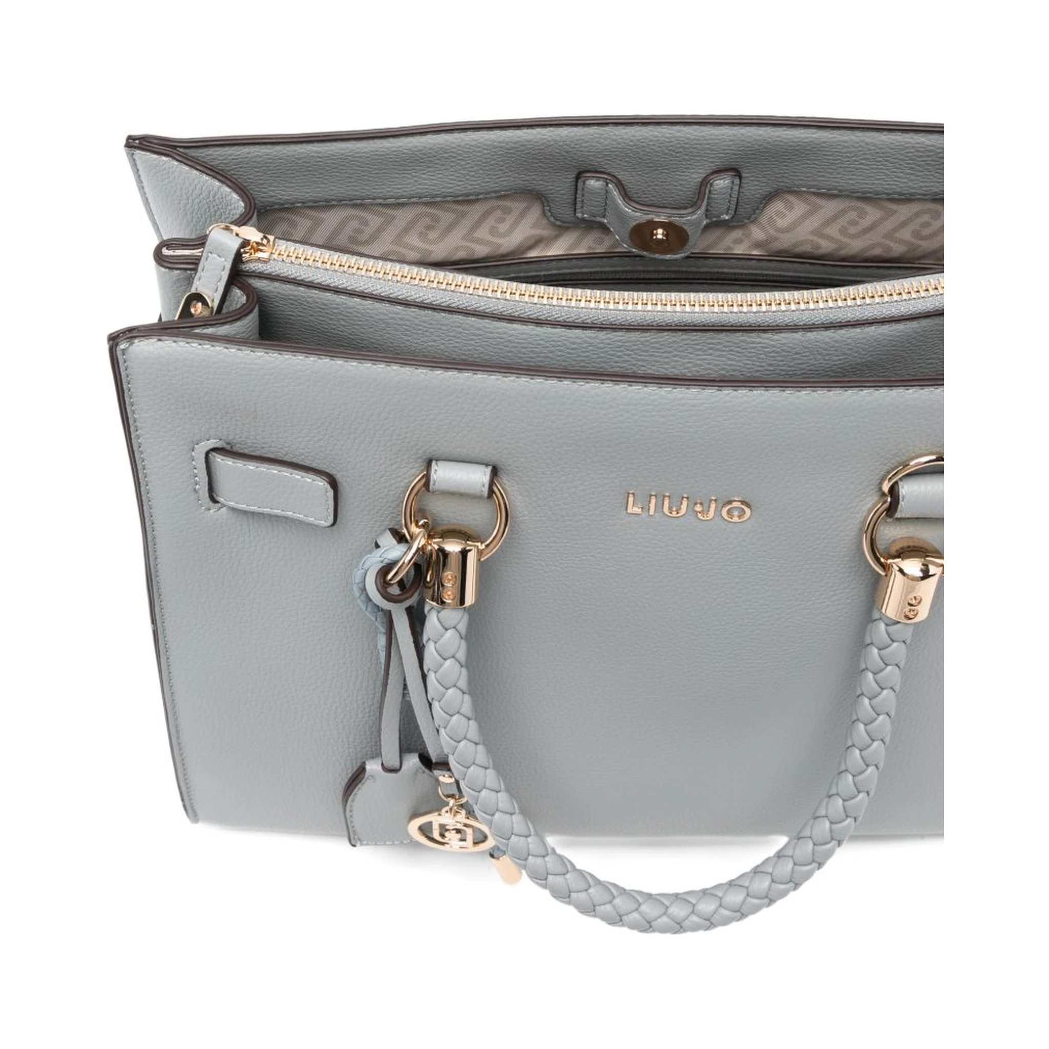 braided-handle charm-detail tote bag