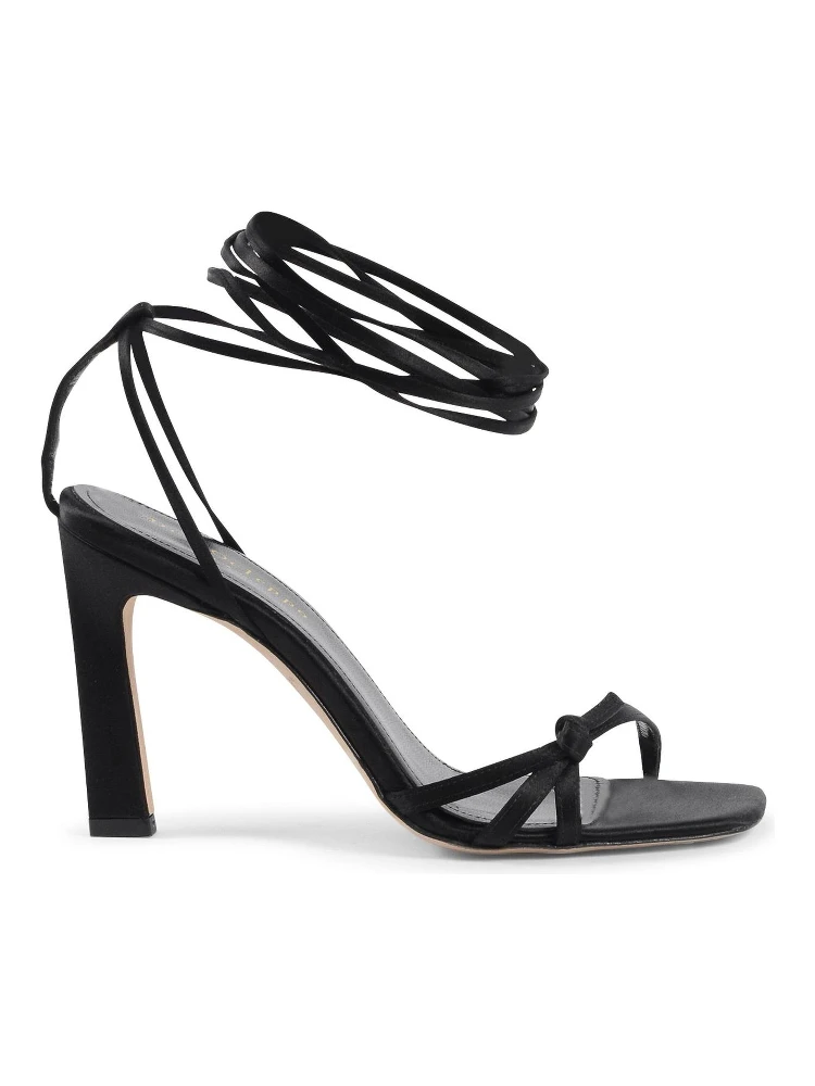 Black Satin Strap-On Sandals