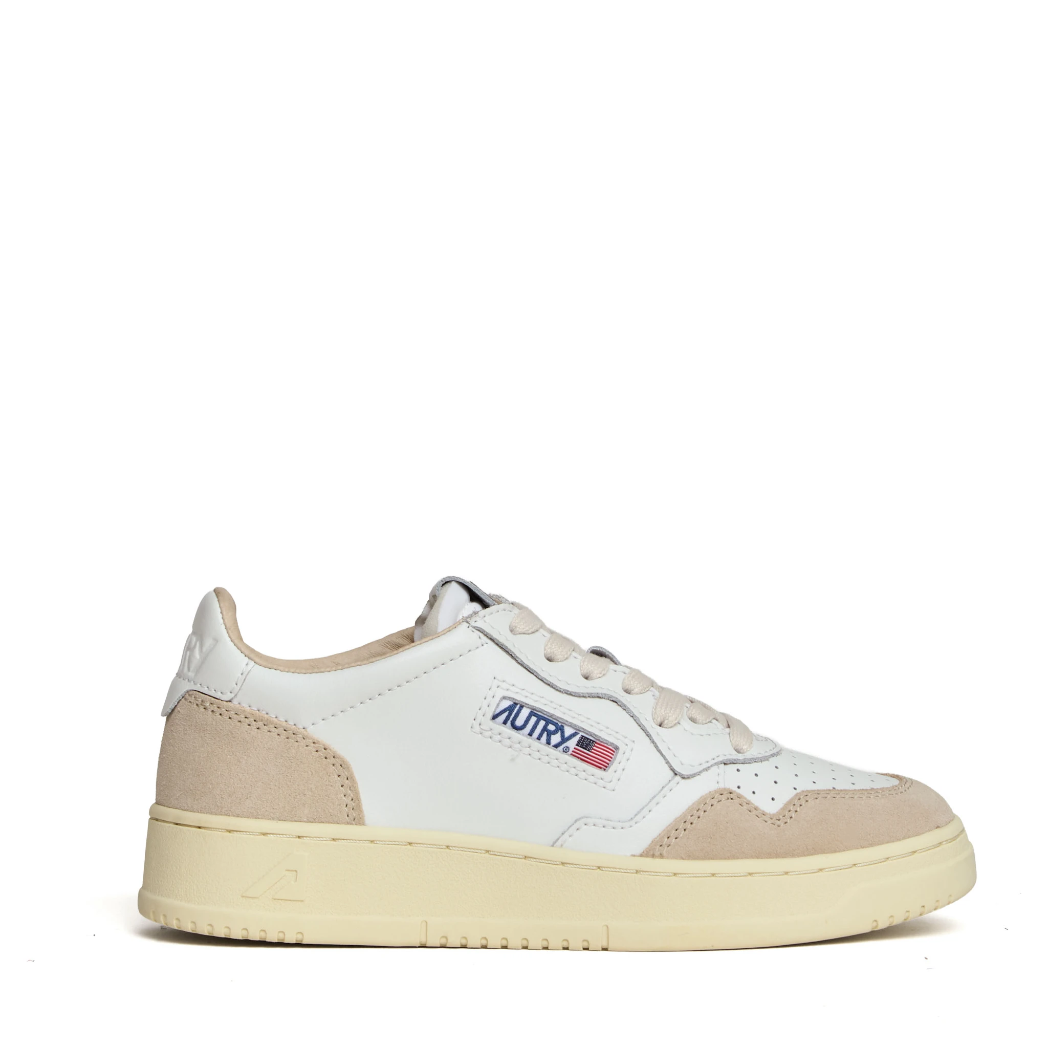 Sneakers Medalist Low In Pelle Bianca E Suede Beige