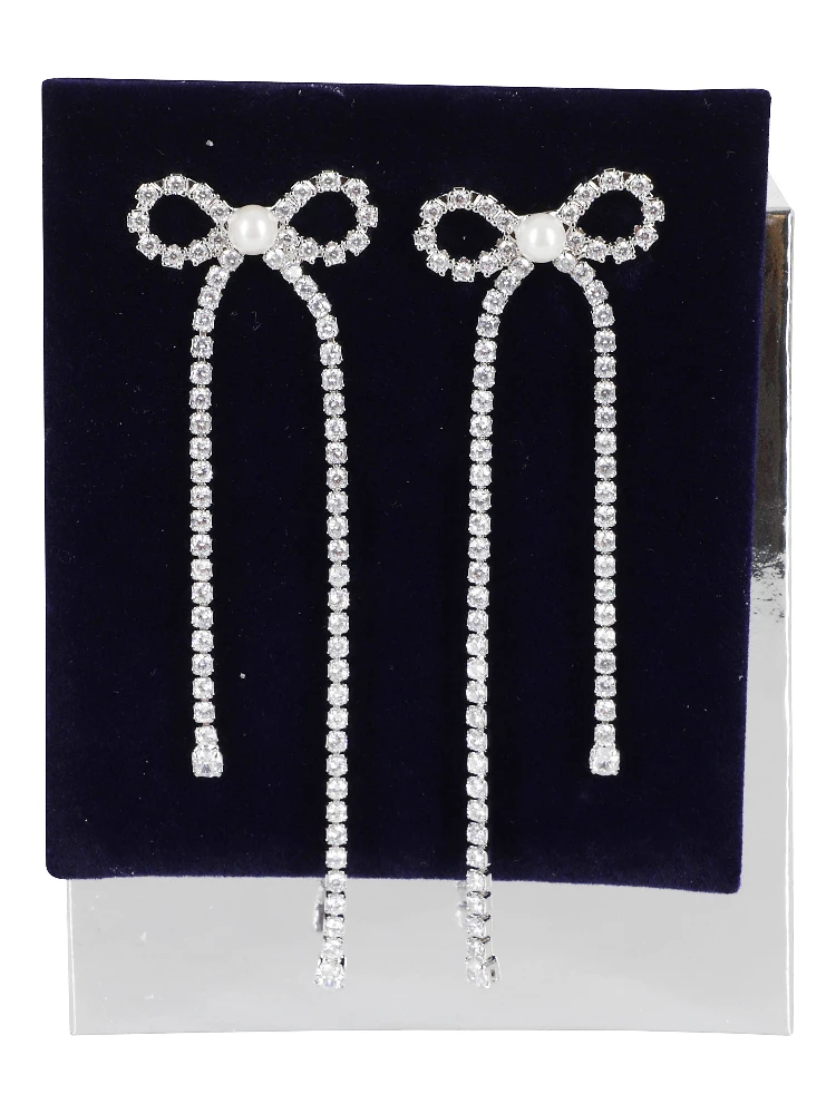 CRYSTAL DROPLET BOW EARRINGS