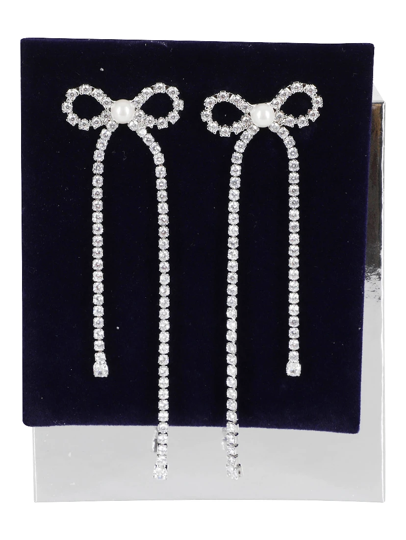 CRYSTAL DROPLET BOW EARRINGS