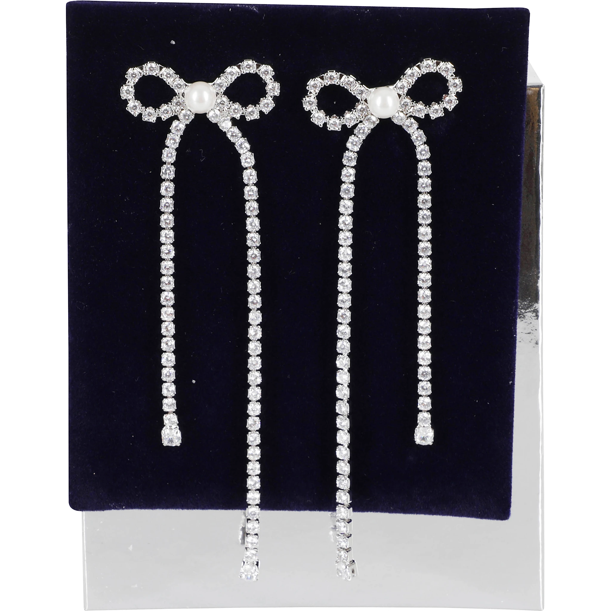 CRYSTAL DROPLET BOW EARRINGS