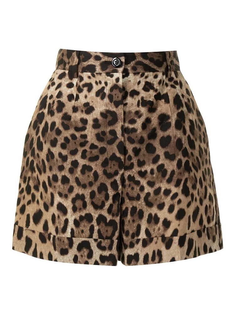 Leopard-print tailored shorts