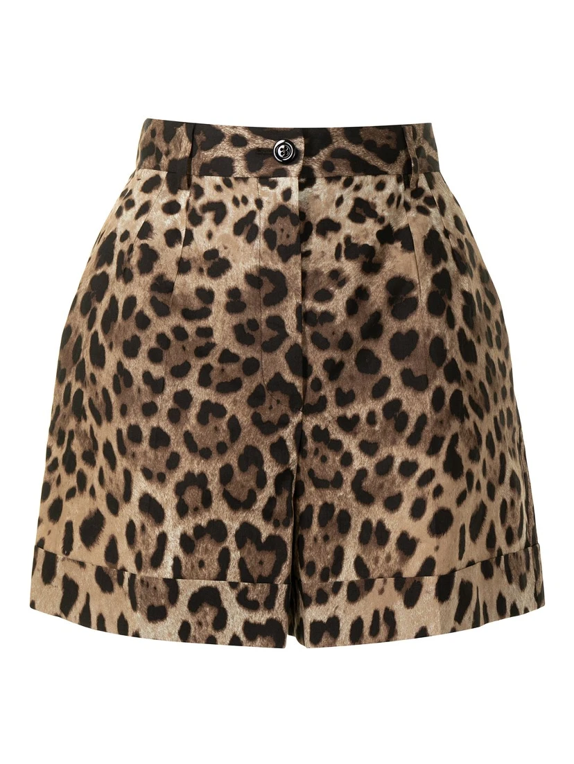 Leopard-print tailored shorts
