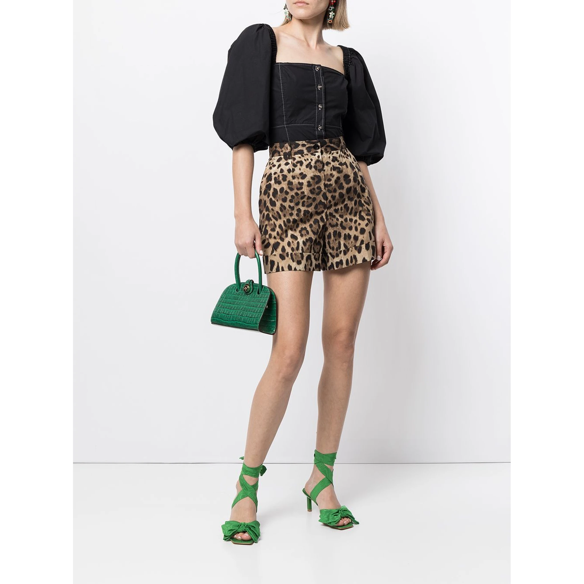 Leopard-print tailored shorts