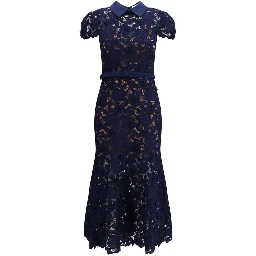 Blue Polyester Cocktail Dress