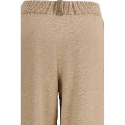 Beige Fleece Wool Casual Pants