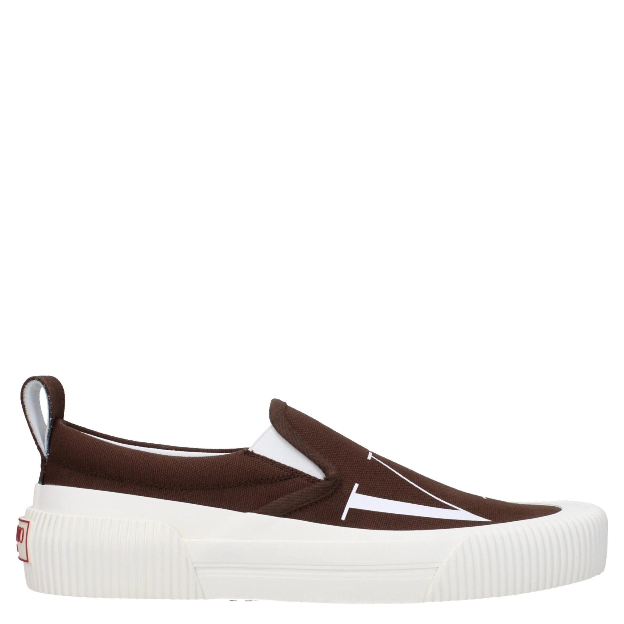 Brown Fabric Slip-On Loafers