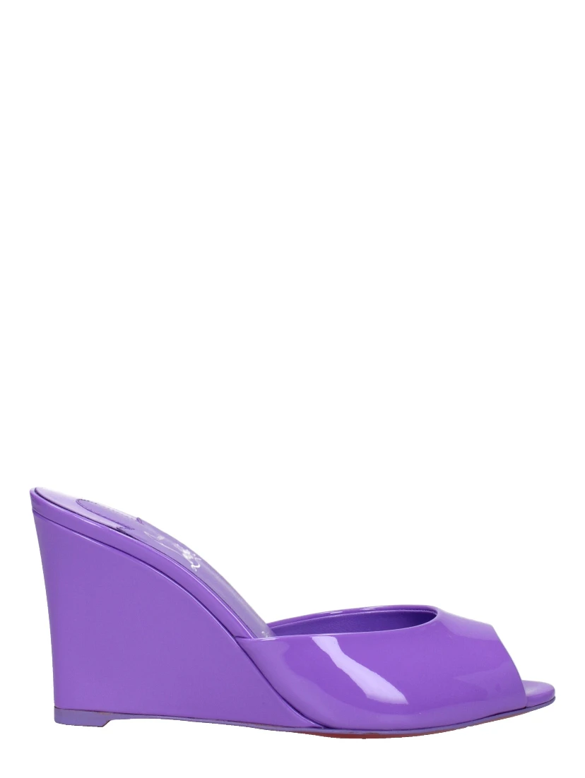 Purple Leather Wedge Sandals