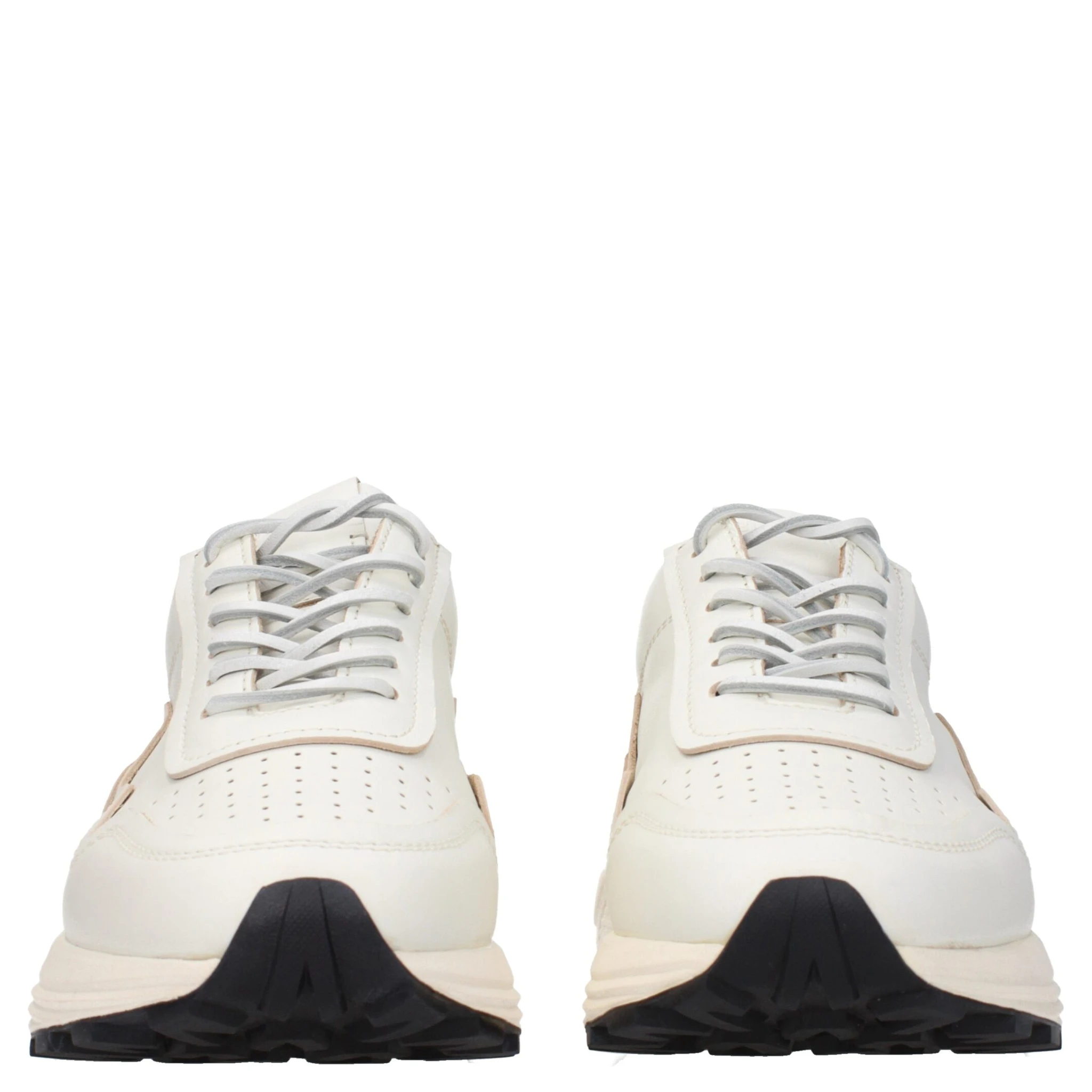 White Leather Low Top Sneakers