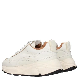 White Leather Low Top Sneakers