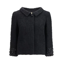 Black Fleece Wool Coat