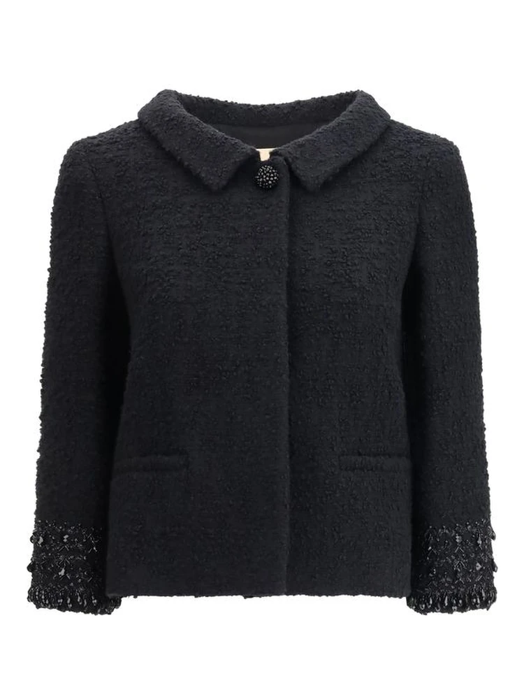 Black Fleece Wool Coat