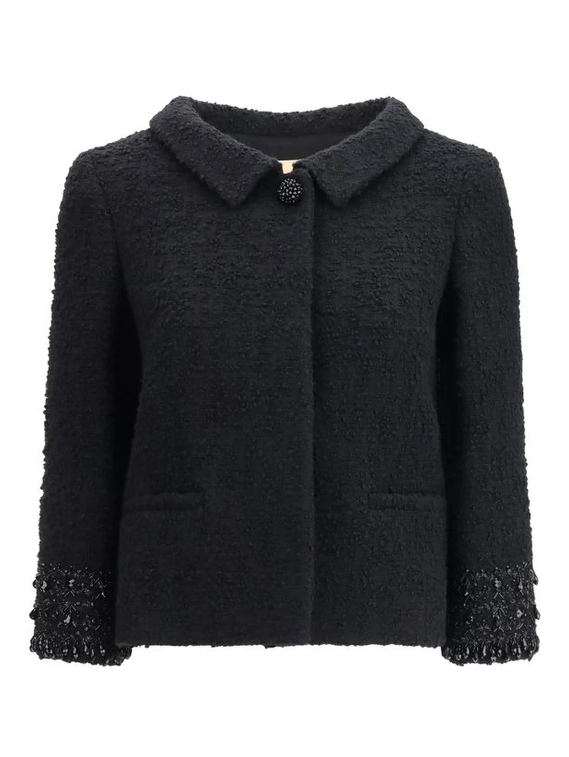 Black Fleece Wool Coat