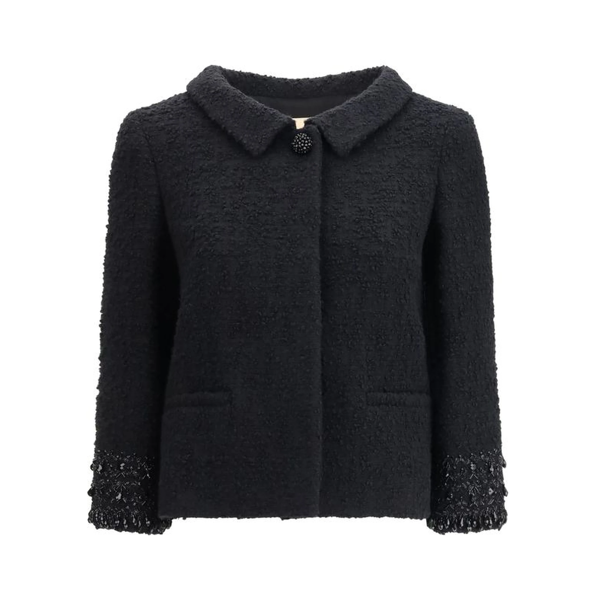 Black Fleece Wool Coat