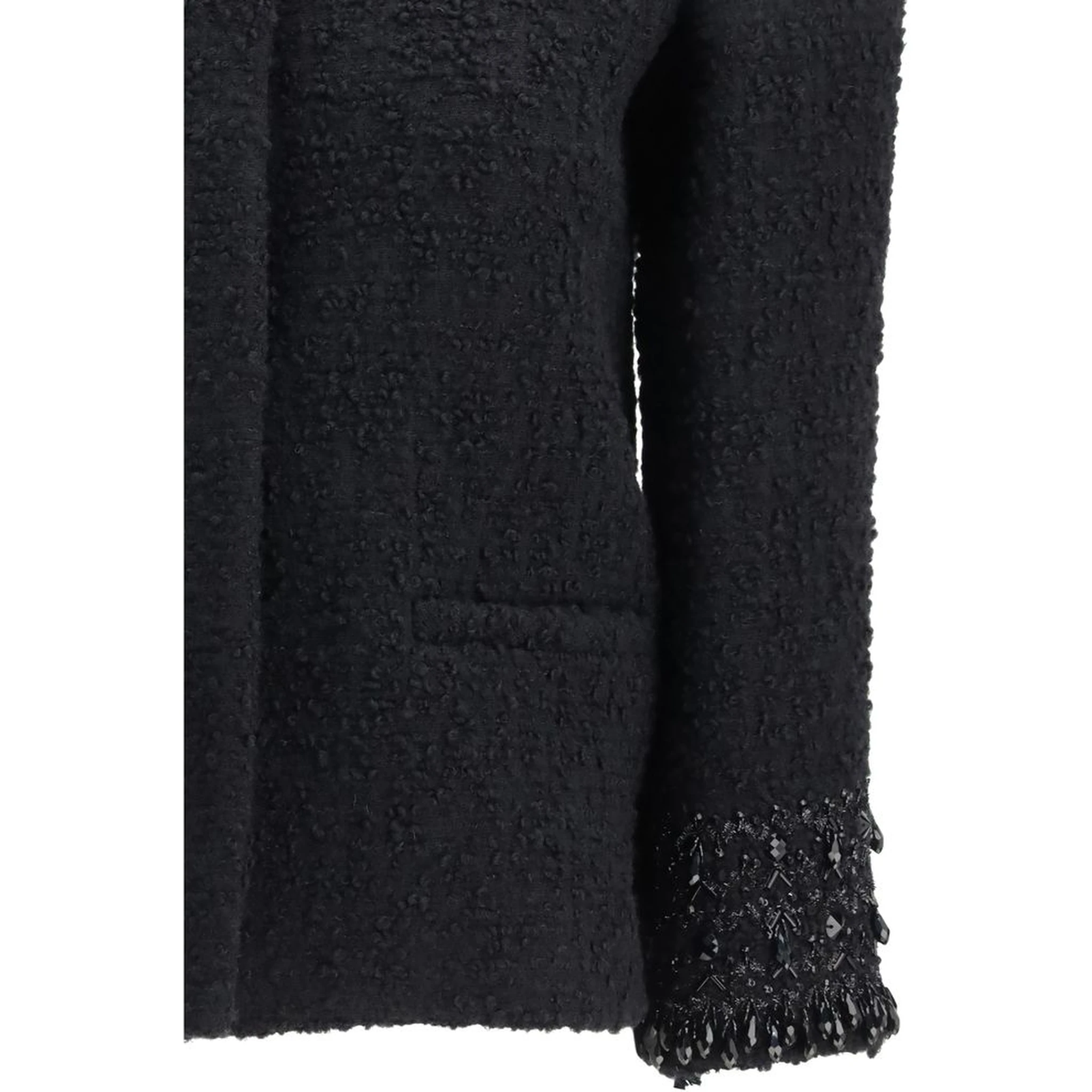 Black Fleece Wool Coat