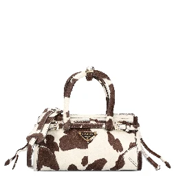White and dark brown animal print Prada Bonnie mini handbag