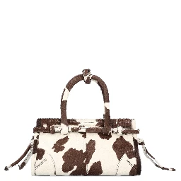 White and dark brown animal print Prada Bonnie mini handbag