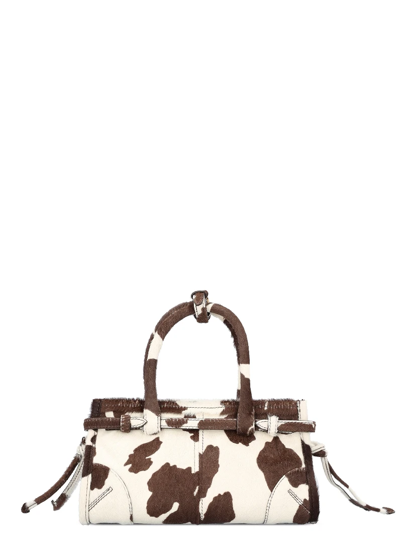 White and dark brown animal print Prada Bonnie mini handbag