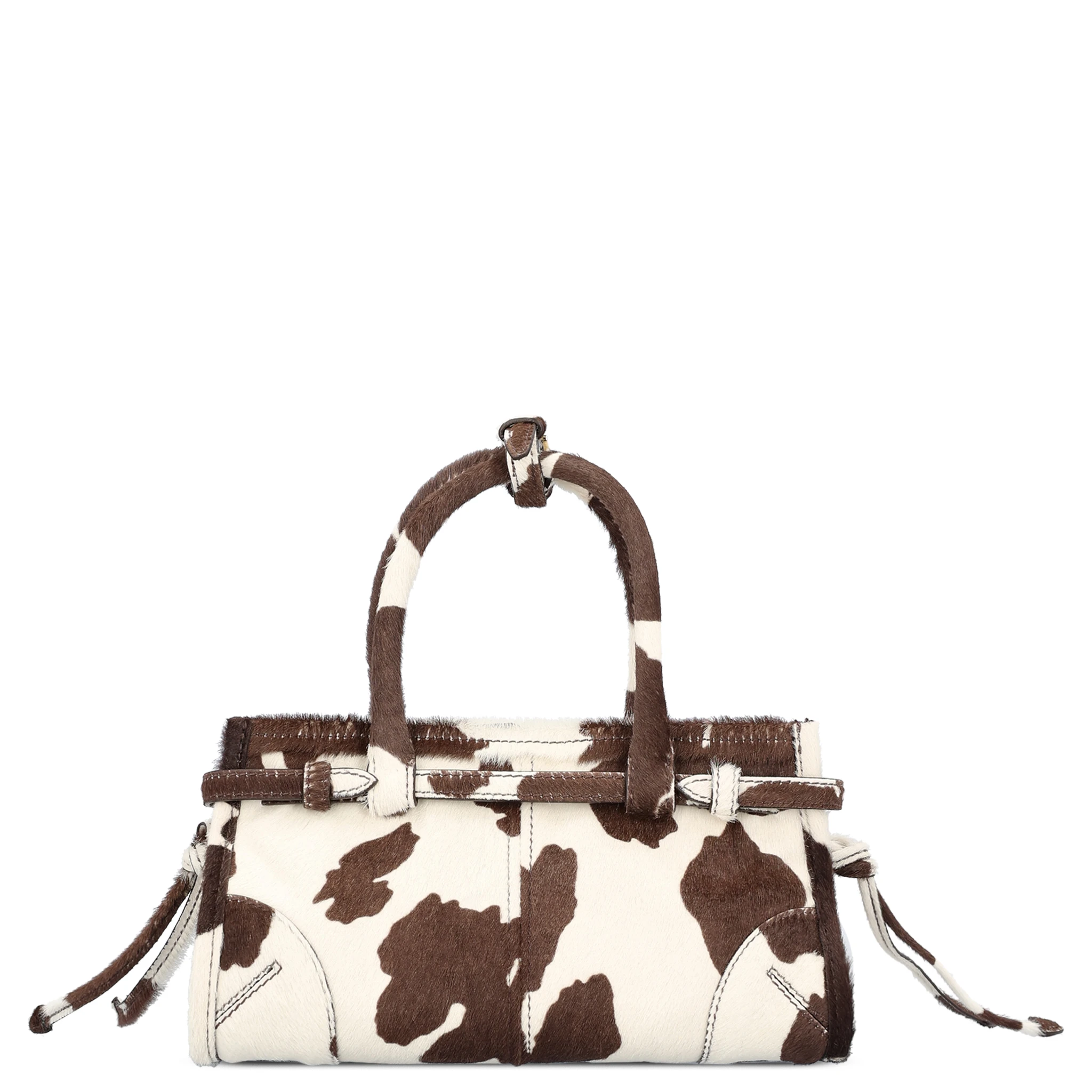 White and dark brown animal print Prada Bonnie mini handbag