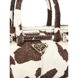 White and dark brown animal print Prada Bonnie mini handbag