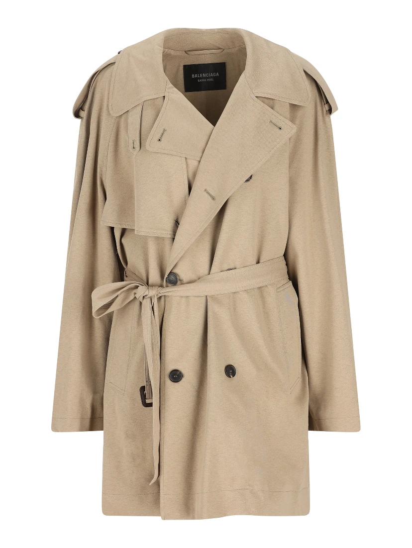 belted double-breasted trench coat