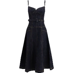 Blue Cotton Casual Dress