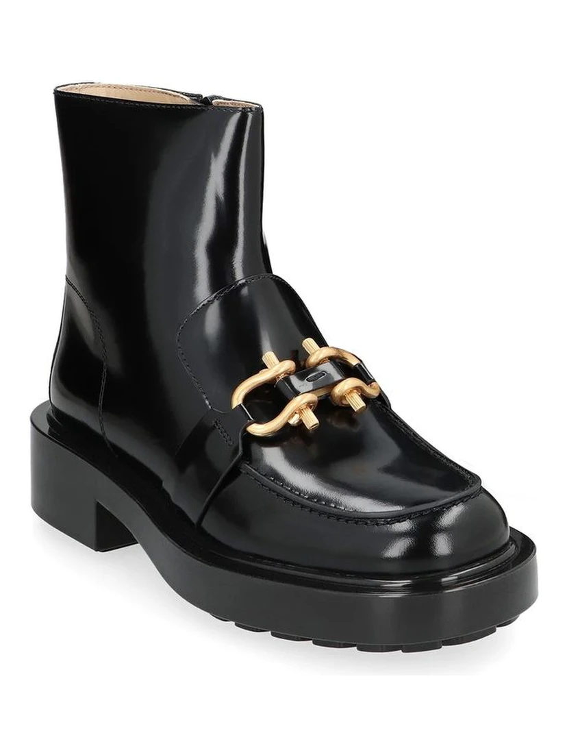 Black Calfskin Ankle Boots