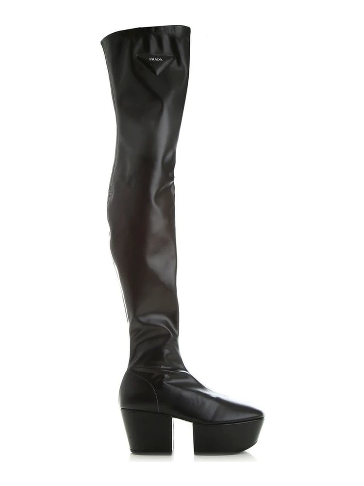Black Calfskin Over The Knee