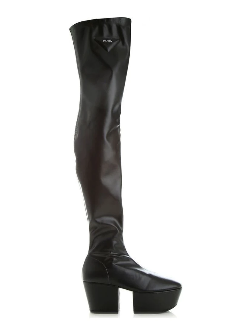 Black Calfskin Over The Knee
