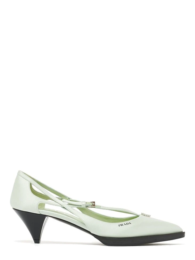 Bicolor Silk Mid Heel Pumps