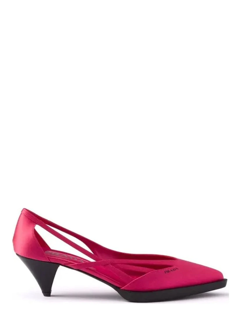 Multicolor Silk Mid Heel Pumps
