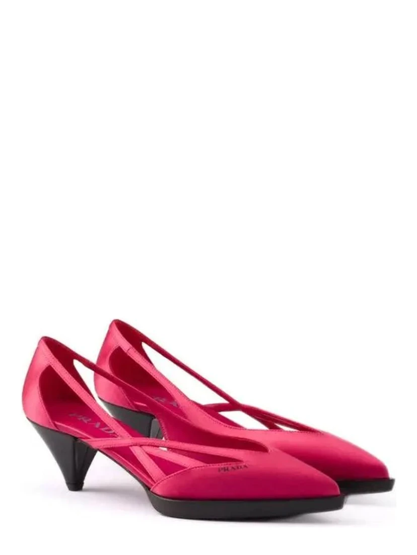 Multicolor Silk Mid Heel Pumps