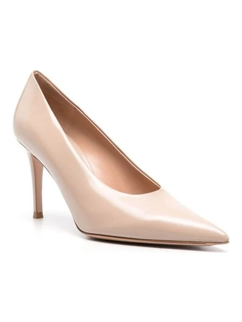 Beige Calfskin High Heel Pumps