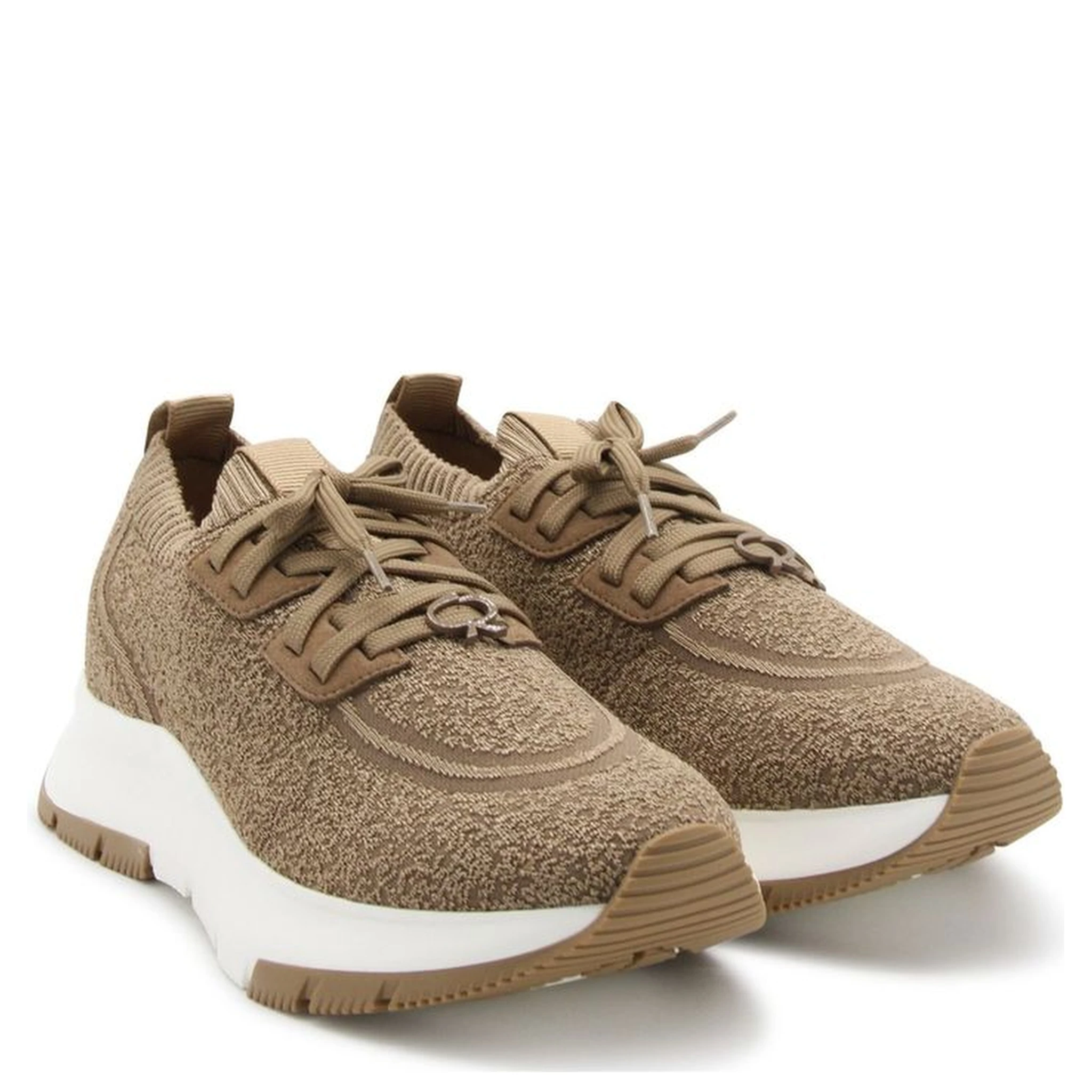 Brown Fabric Athletic Sneakers