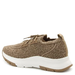 Brown Fabric Athletic Sneakers