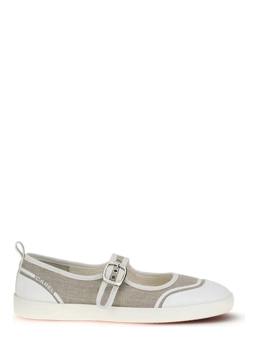 Beige Cotton Ballet Flats