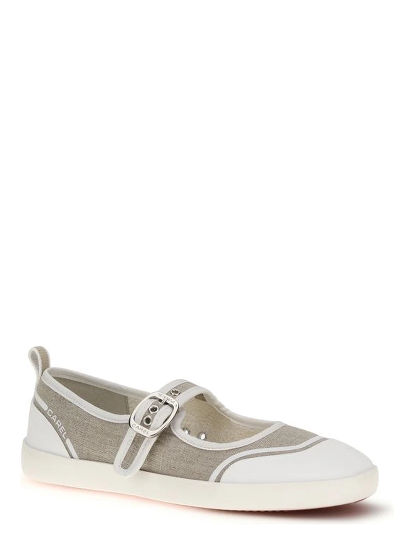 Beige Cotton Ballet Flats