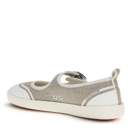 Beige Cotton Ballet Flats