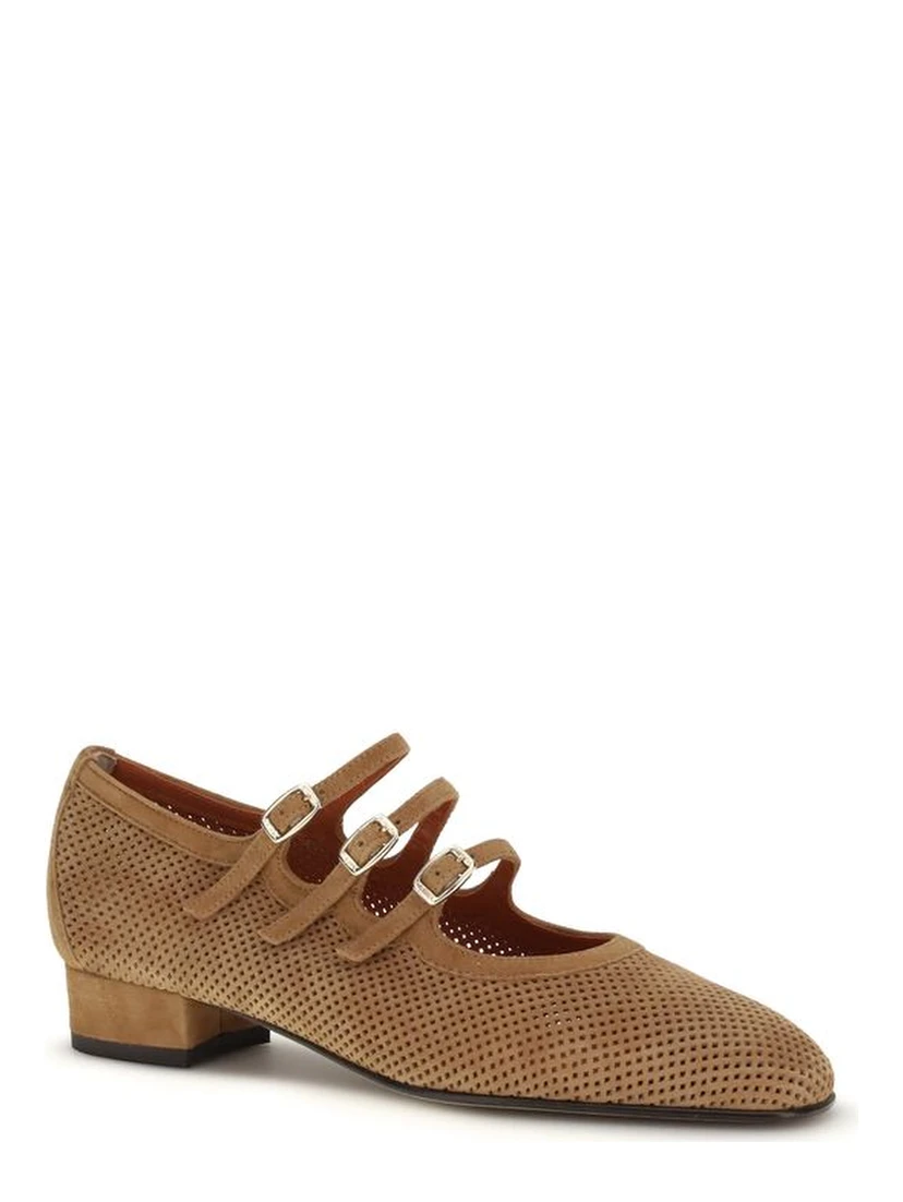 Beige Calf Leather Bos Taurus Ballet Flats
