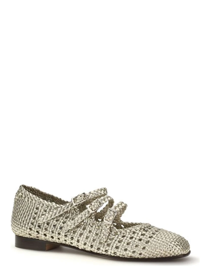 Silver Calf Leather Bos Taurus Ballet Flats